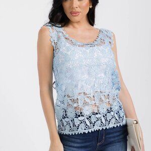 NWT Sleeveless Floral Crochet Tank Top